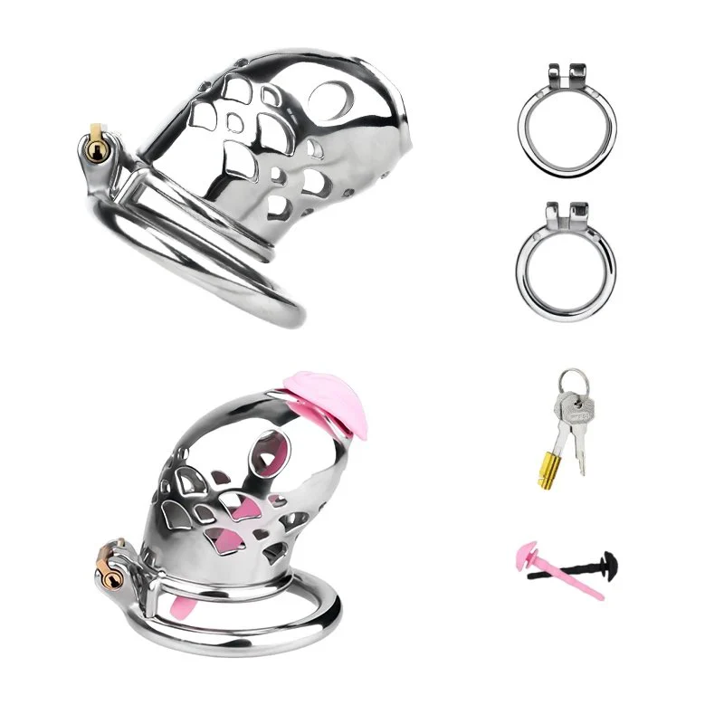 Male Chastity Cage with Catheter for Restraint, Featuring a Metal Lock and Soft Catheter, Suitable for Men