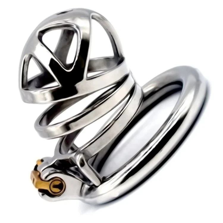 Jail House Chastity Device Stainless Steel Chastity Cage with Silicone Urethral Plug Locking Chastity Cage