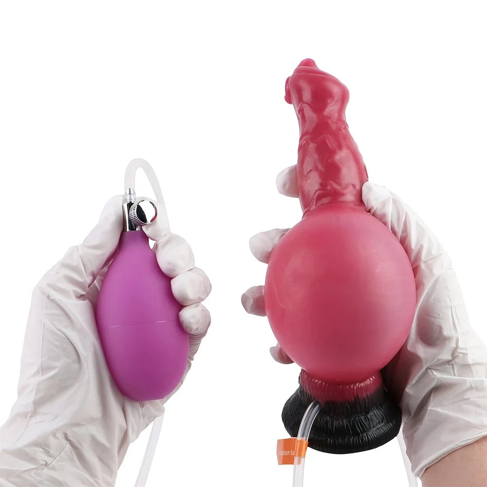 7 Inch Liquid Silicone Animal Wolf Anal Plug Dildo Realistic Inflatable Squirting Cock Adult Masturbator Orgsm Ejaculation Sex Toy