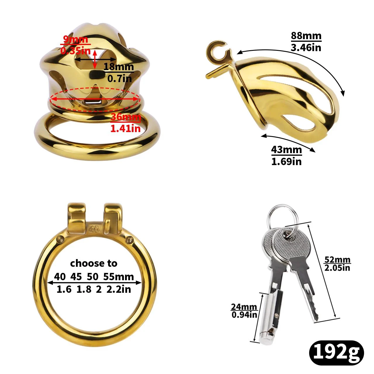 Chastity Belt Golden Cobra Chastity Cock Cage Bondage Sex Toys for Men Penis Exercise Metal Chastity Device Chastity Cage