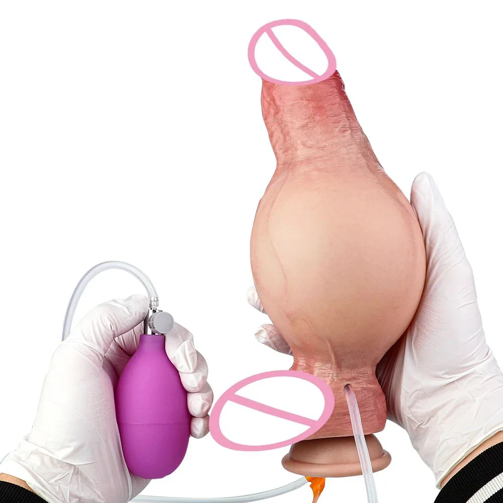 Realistic Inflatable Anal Plug Dildo with Squirting Pump Fetish BDSM Anal Plug Dilator Prostate Stimulator Vaginal Anal Dildo