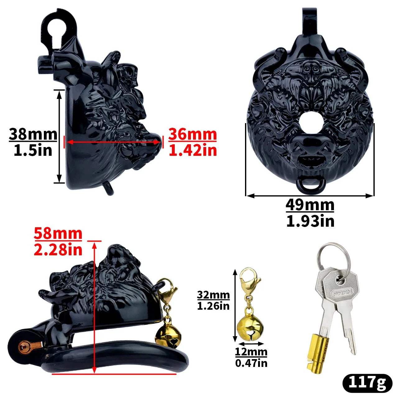 Little Bison Resin Chastity Lock for Men Wearable Sex Toys Penis Wear CB Lock Chastity Device Alternative Sex Products