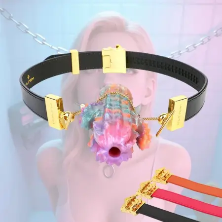 New Neon Color Adult Sex Toys Silicone Mouth Plug Horizontal and Vertical Belts in Three Colors Are Available Thorned Desire Gag