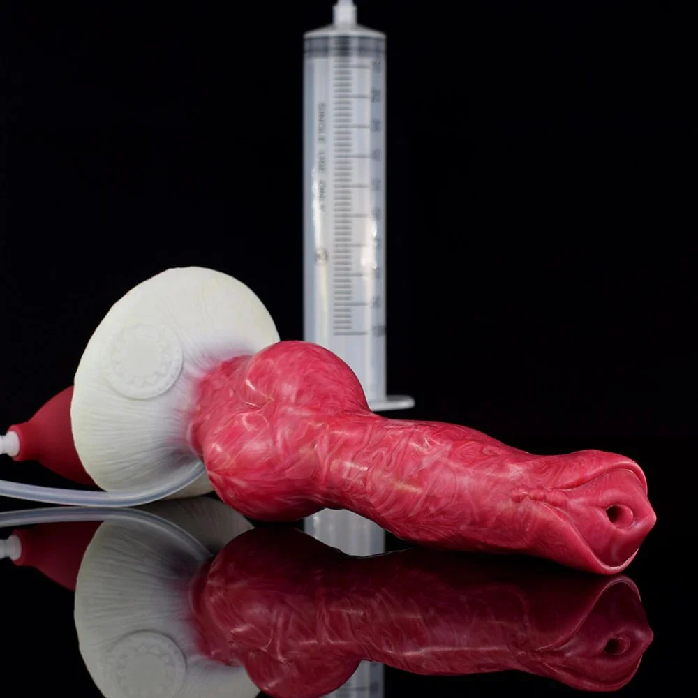8.26 Inch Huge Realistic G Spot Animal Horse Squirting Silicone Sex Toys Color Red Ejaculating for Women Sex