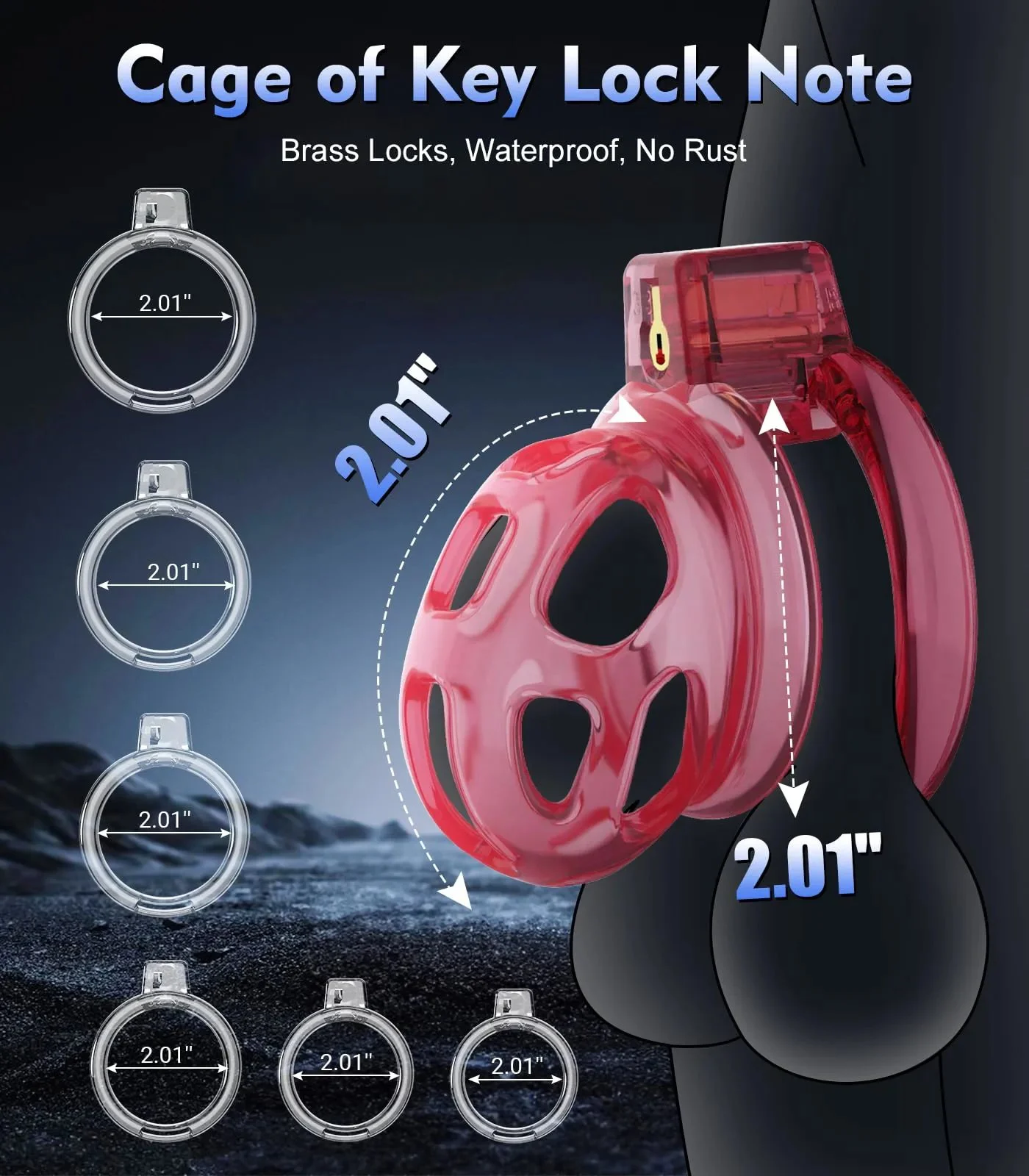 Male Chastity Cage Bondage Silicone Waterproof Eco-Friendly Invisible for Long-Term Wear 6 Penis Rings Clamps Adult