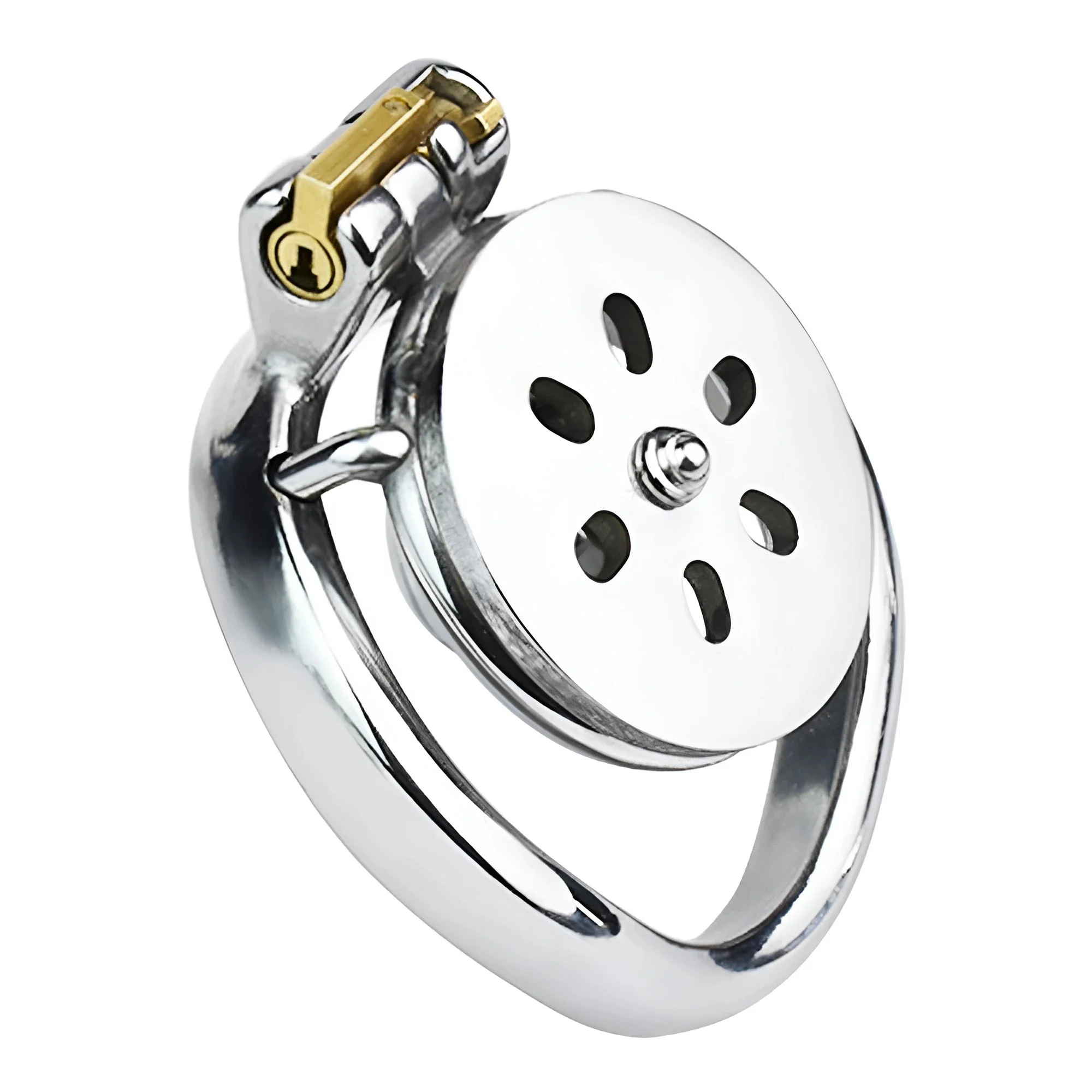 Flat Disc Inverted Chastity Cage with Steel Ball and Urethral Plug Cock Cage Male Toy Chastity Cage Lock Chastity