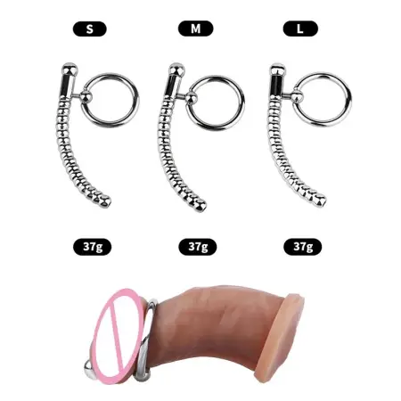 FRRK-254 Male Cock Ring + Penis Ring Design Double Stimulation for Intensified Sensation Metal Penis Restraint Device