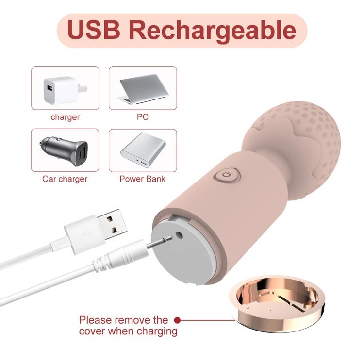 Waterproof USB 10 Frequency Wand Massager Portable Mini AV Vibrator Girls Sex Toy Women