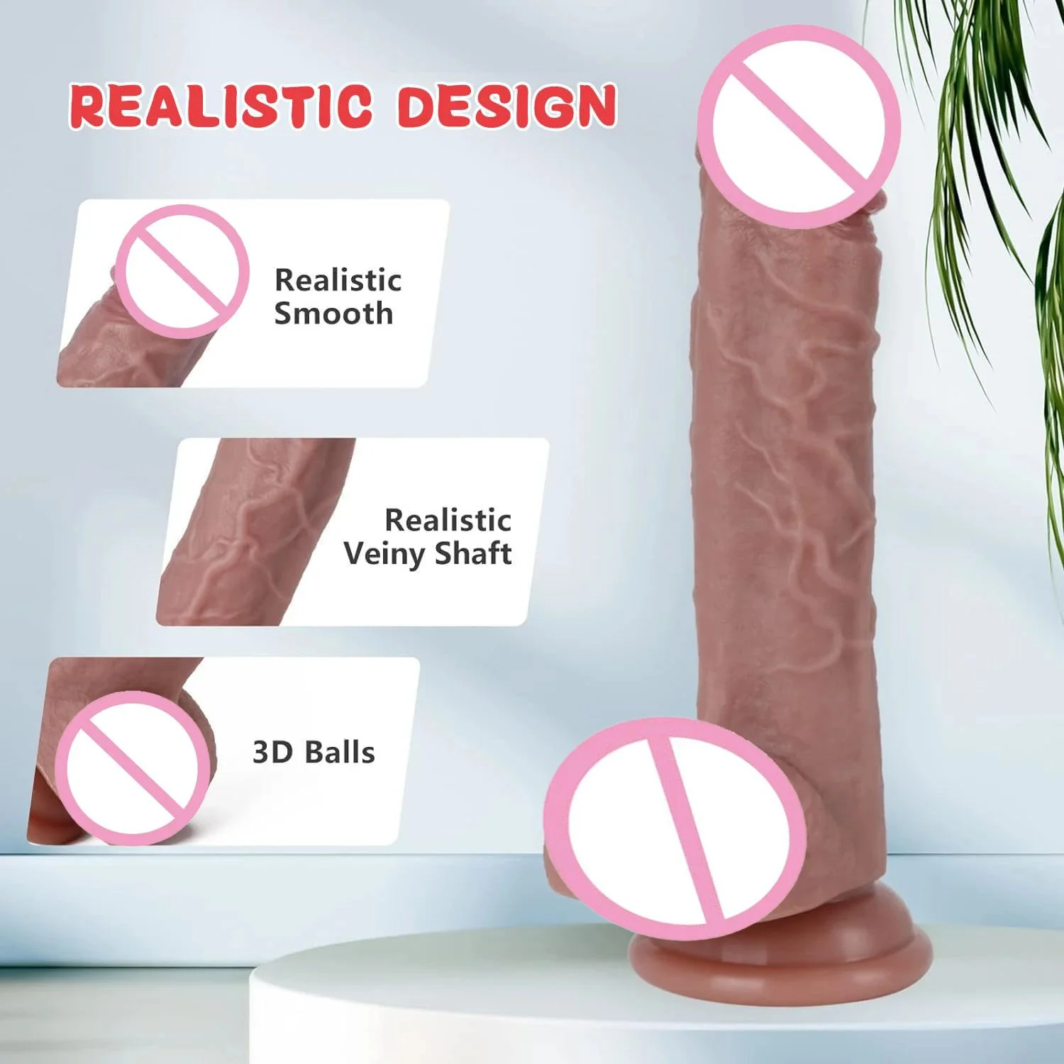 Realistic Silicone Dildo 7.8 Inch Waterproof Soft Strong Suction Cup Hands-Free G-Spot Anal Play Body-Safe Adult Sex Toy