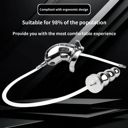 Male Chastity Devices Set with Attachable Removable Metal Anal Plug Silicone Catheter Cage Men Bondage extreme Sex Toy