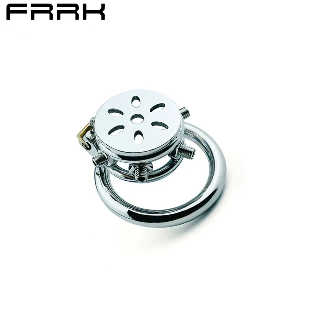 Male Penis Control Removable Chastity Cage Metal Stainless Steel Chastity Lock Hollow Flat Cage Adult Sex Toys