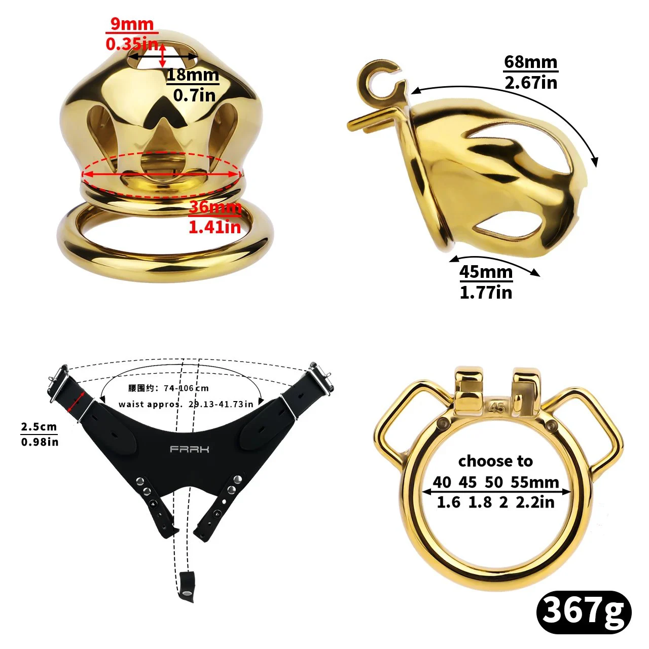 Chastity Belt Golden Cobra Chastity Cock Cage Bondage Sex Toys for Men Penis Exercise Metal Chastity Device Chastity Cage