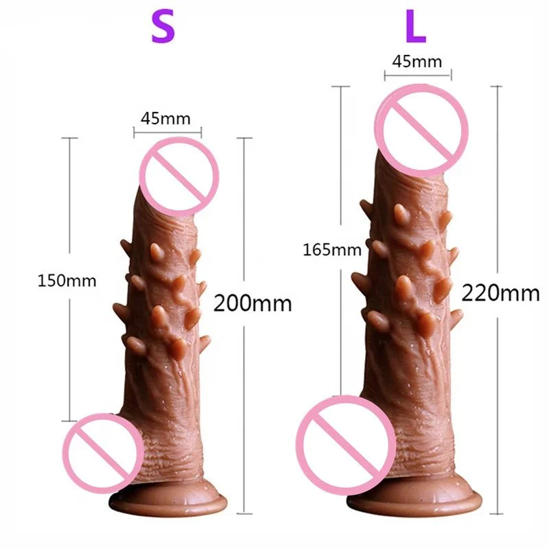 Realistic Grain Dildo Penis Sex Toy Suction Cup Friction G-spot Insert Barbed Cock