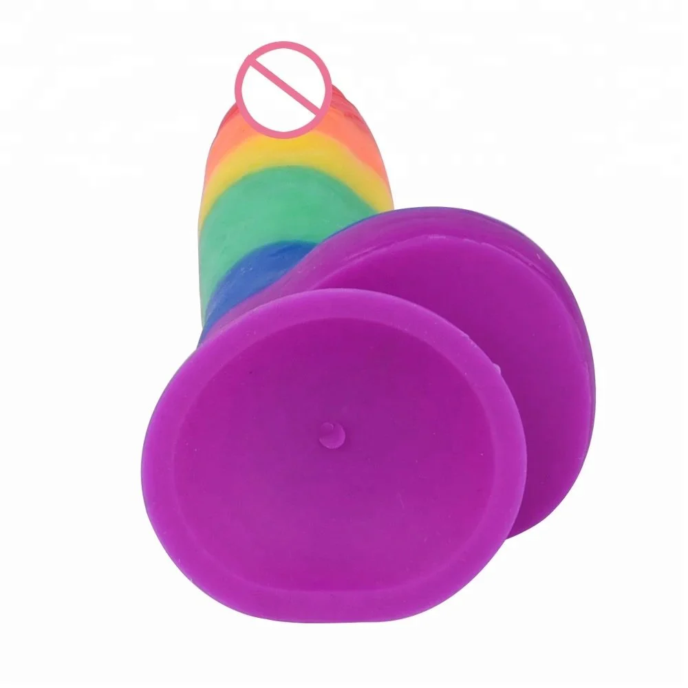 Realistic Huge Rainbow Dildo With Suction Cup Faked Penis Sex Toy for Woman Erotic Adult Game