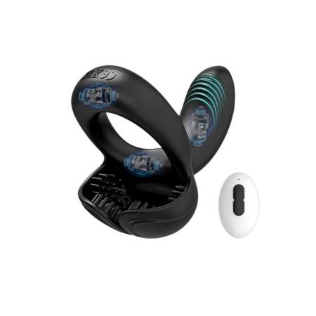 Remote-controlled 4-in-1 Penis Ring with 10 Vibration Modes 100% Waterproof for Adult Sexual Stimulation Delaying Ejaculation