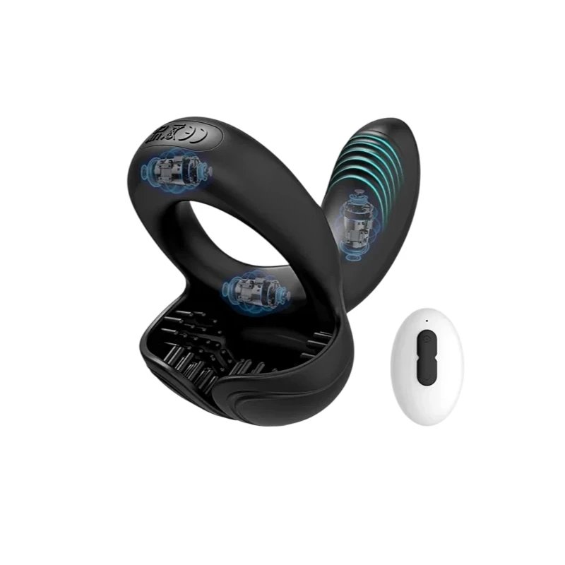 Remote-controlled 4-in-1 Penis Ring with 10 Vibration Modes 100% Waterproof for Adult Sexual Stimulation Delaying Ejaculation