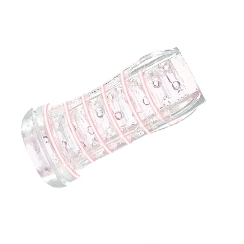 Male Masturbation Cup Clear Silicone Stroker Sleeve with Textured Inner Waterproof Manual Masturbator Sex Toy for Men Easy Clean